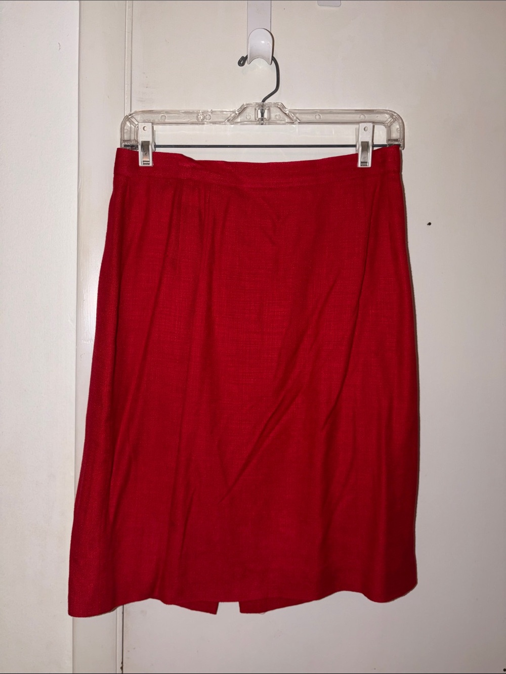 Vintage 80s Gianni Sport Red Linen Blend Pleated Wrap Skirt Made in USA